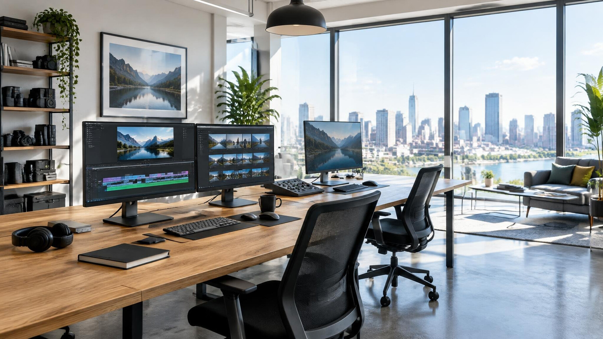 Bright modern office with a large window