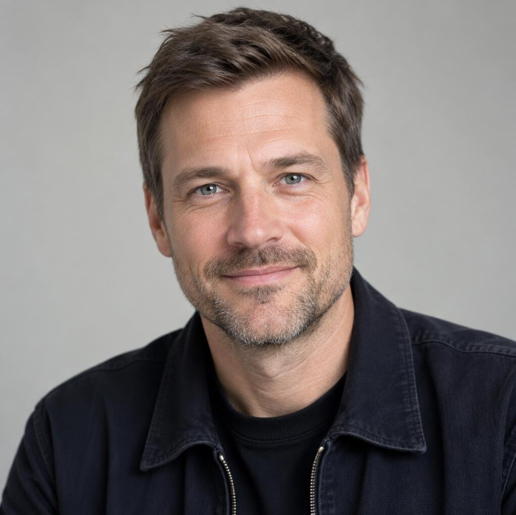 Portrait of a smiling man with short brown hair